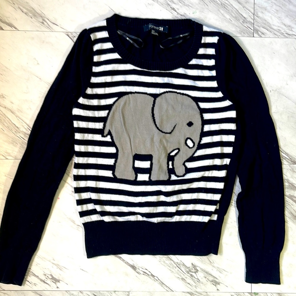 Women S stripe elephant sweater